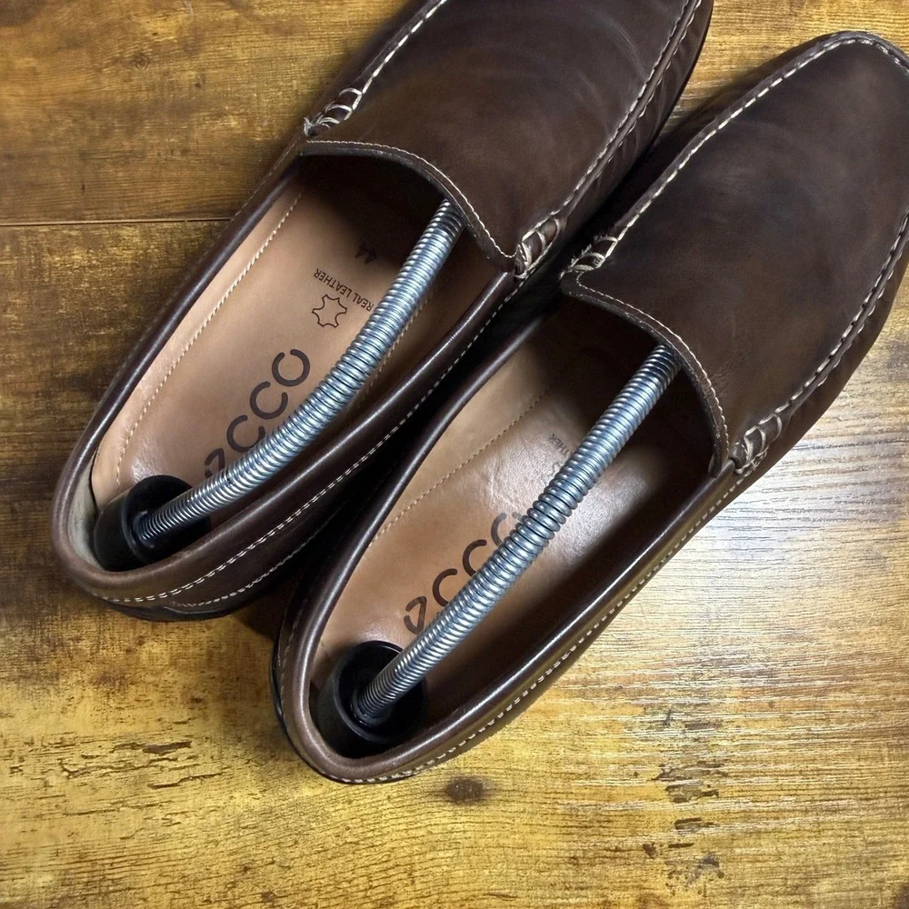 ECCO Classic Moc 2.0 570914 Brown Leather Loafers Mens EU 44 US 10-10.5